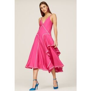 Esteban Cortazar Collective Womens Pink Midi Dress Blue Size M Rent the RunwayT